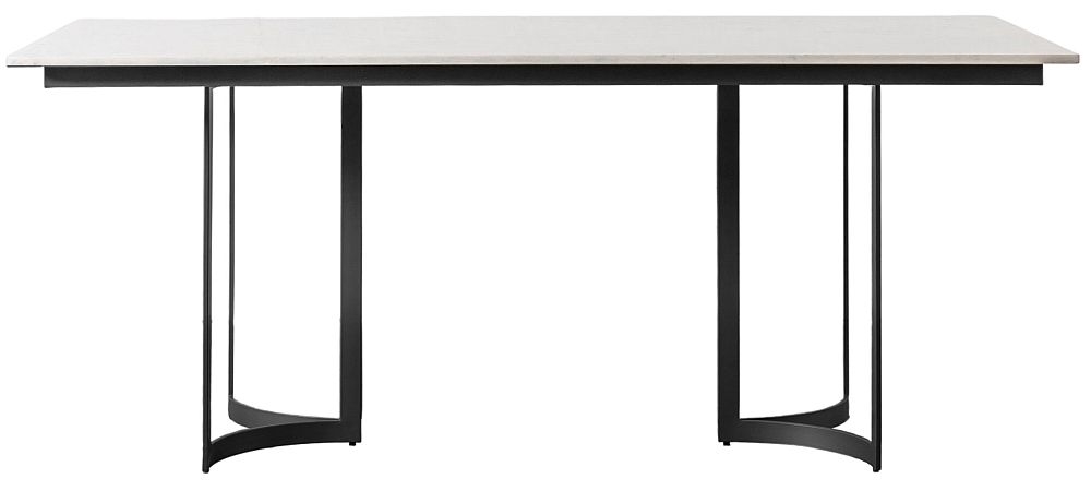 Angelique White Marble Top 180cm Dining Table With Black Metal Base