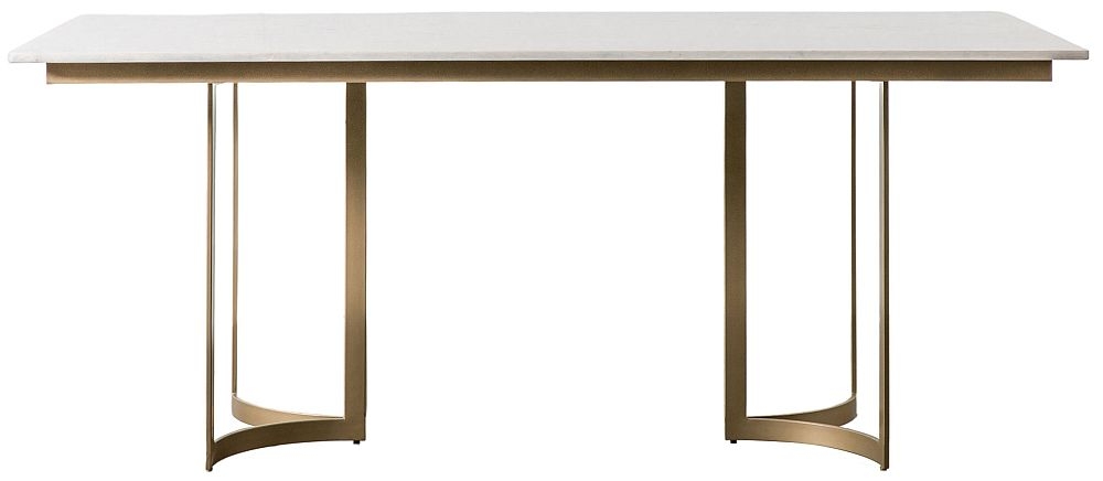 Angelique White Marble Top 180cm Dining Table With Gold Metal Base