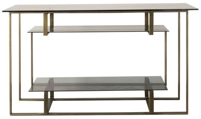 Thornton Bronze And Glass Console Table Clearance Fs237