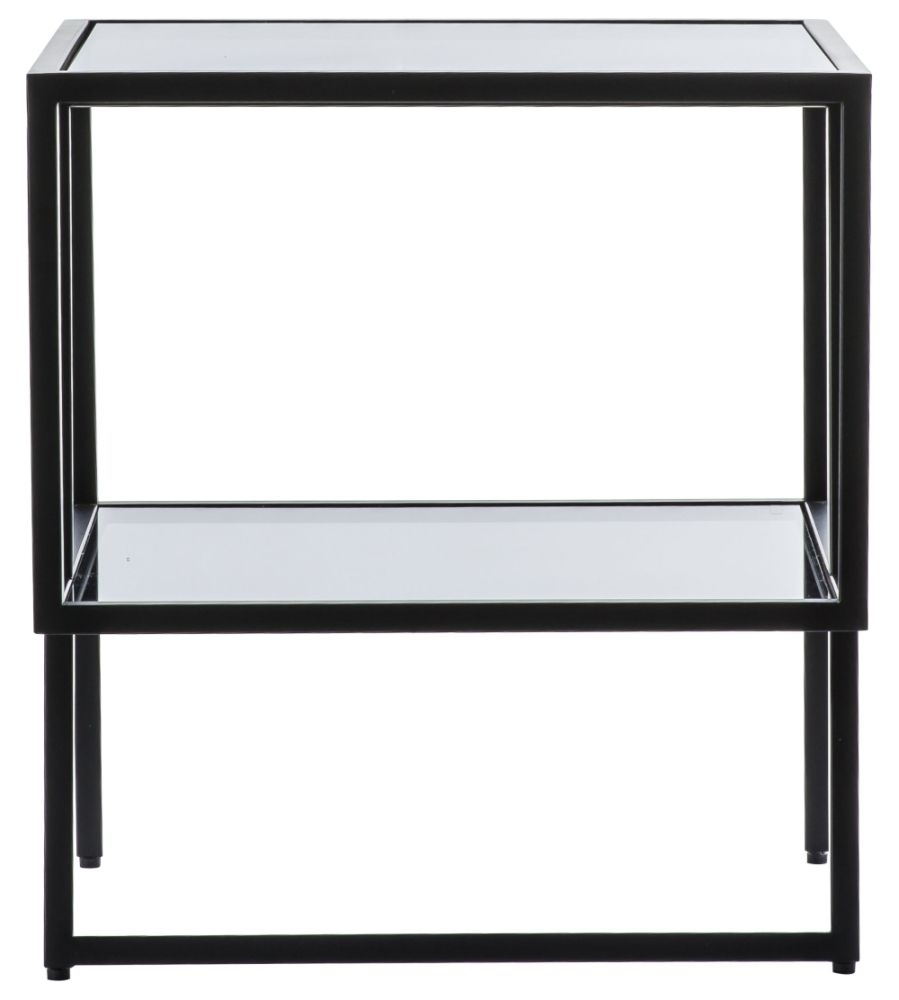 Pollard Black And Glass Side Table Clearance D6
