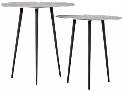 Vance Silver And Black Nest Of 2 Tables Clearance D71