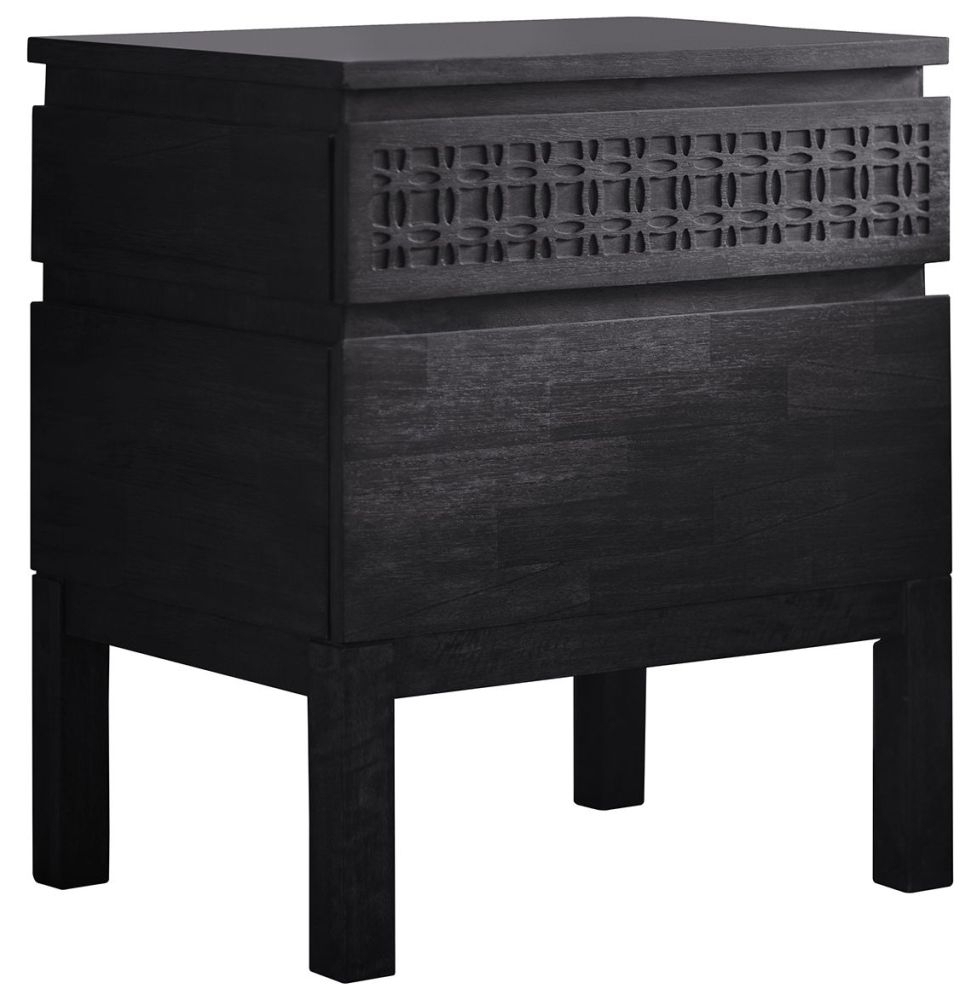 Clearance Kingston Boutique Black 2 Drawer Bedside Cabinet Fss14822