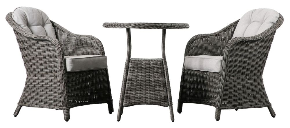 Product photograph of Morwich Grey Rattan 2 Seater Outdoor Garden Bistro Set from Choice Furniture Superstore
