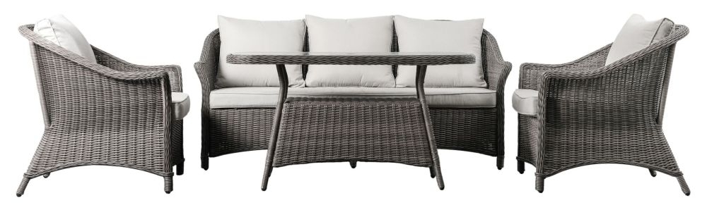 Petra Grey Rattan Lounge Outdoor Garden Dining Set