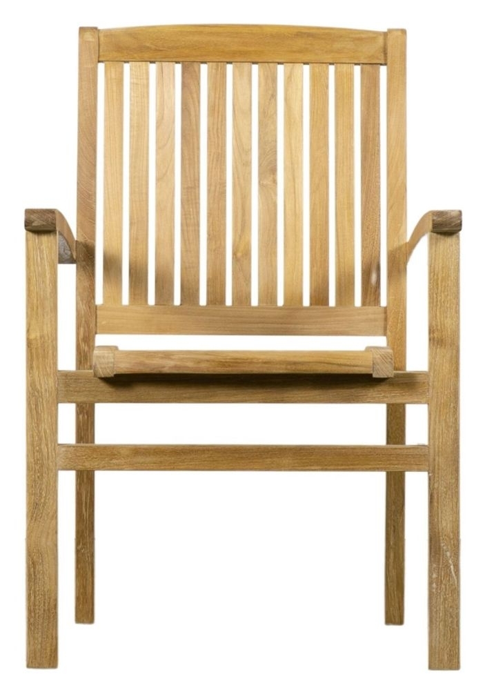 Vandra Natural Teak Outdoor Garden Stackable Dining Chair Sold In Pairs