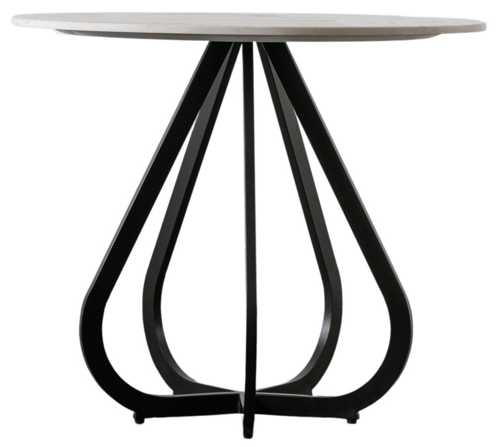 Moorgate White Marble And Black 90cm Round Dining Table