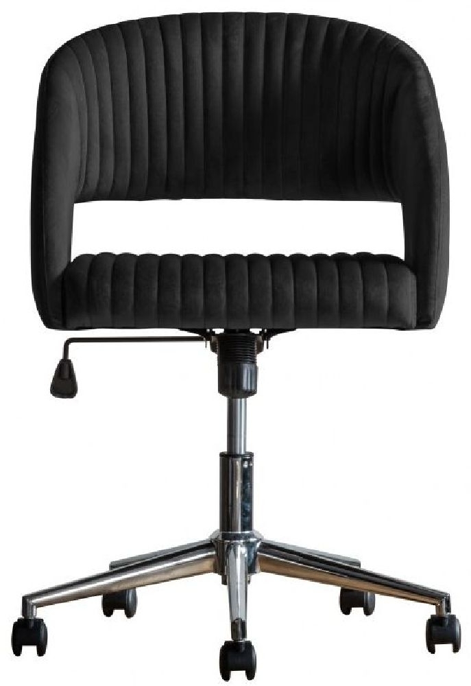 Murray Black Velvet Swivel Chair