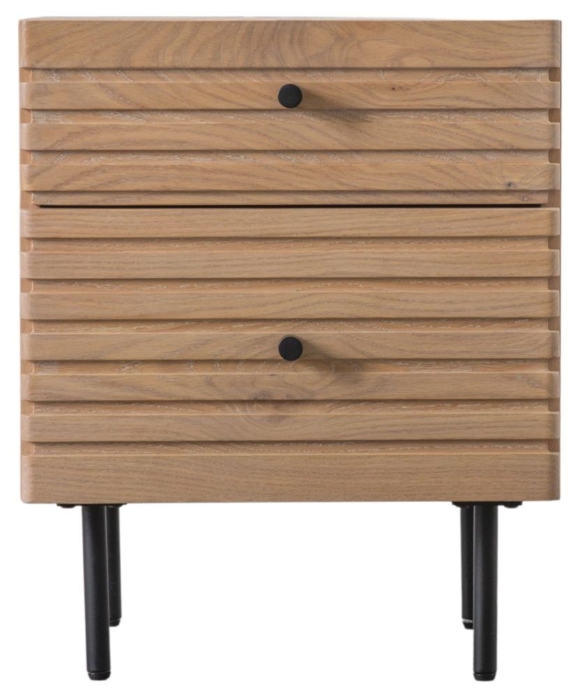 Okayama Oak 2 Drawer Bedside Table