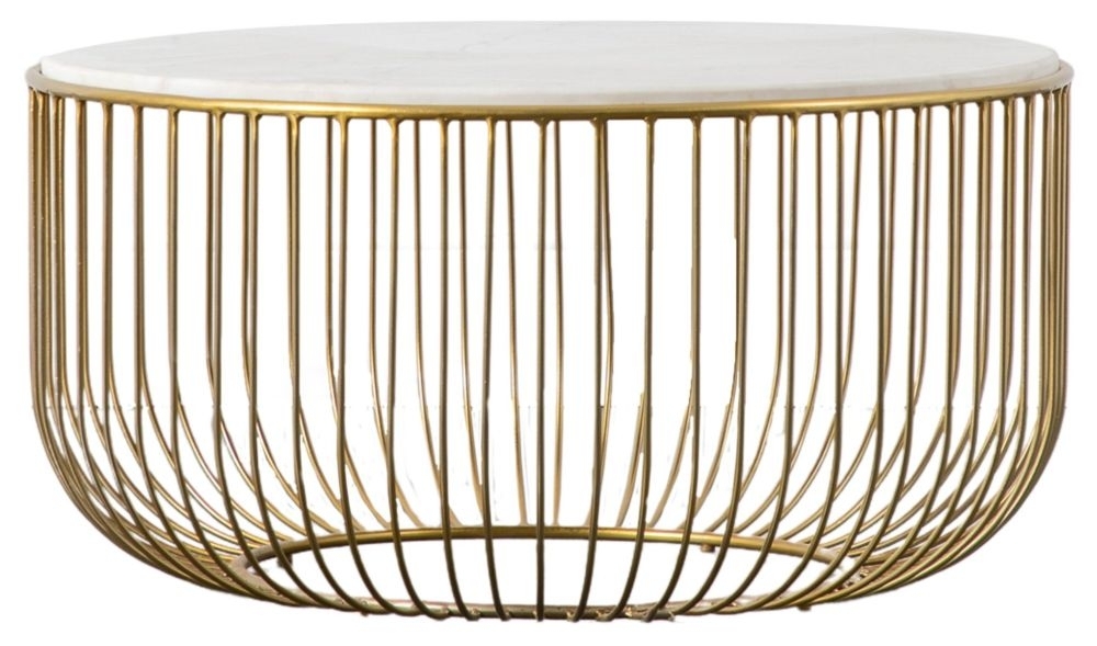 Riley White Marble And Gold Coffee Table