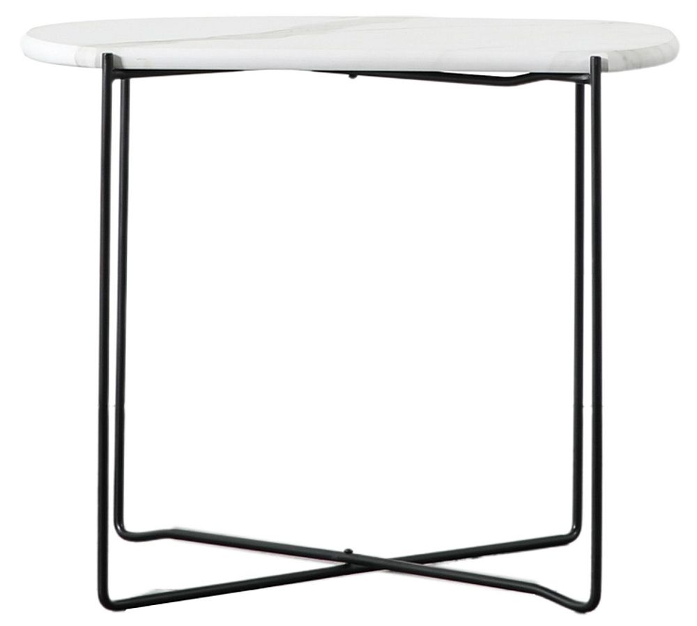 Elyse White Marble Effect Side Table
