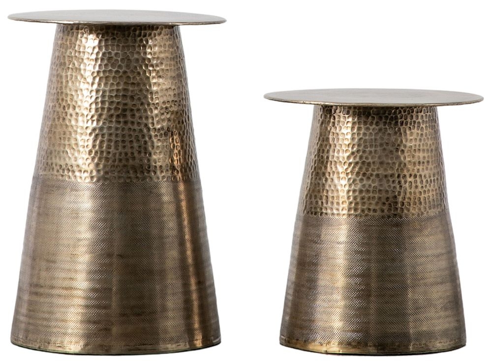 Marisol Antique Brass Round Side Table Set Of 2