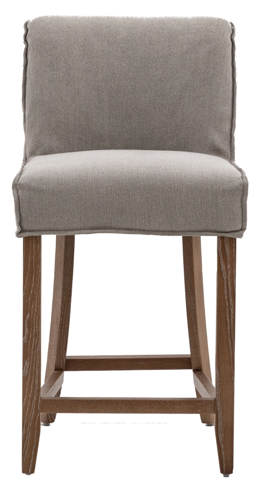 Tarnby Upholstered Grey Linen Barstool Sold In Pairs