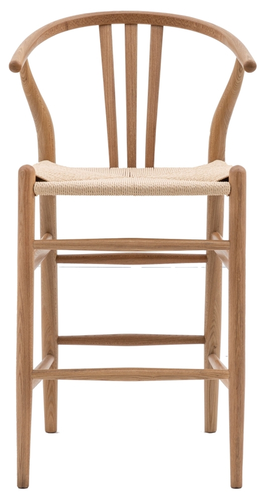 Whitney Wishbone Bentwood Bar Stool Natural Woven Seat Solid In Pairs