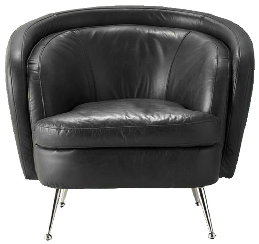 Tesoro Black Leather Tub Chair