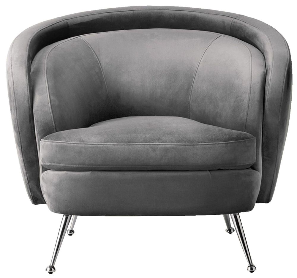 Tesoro Grey Velvet Tub Chair