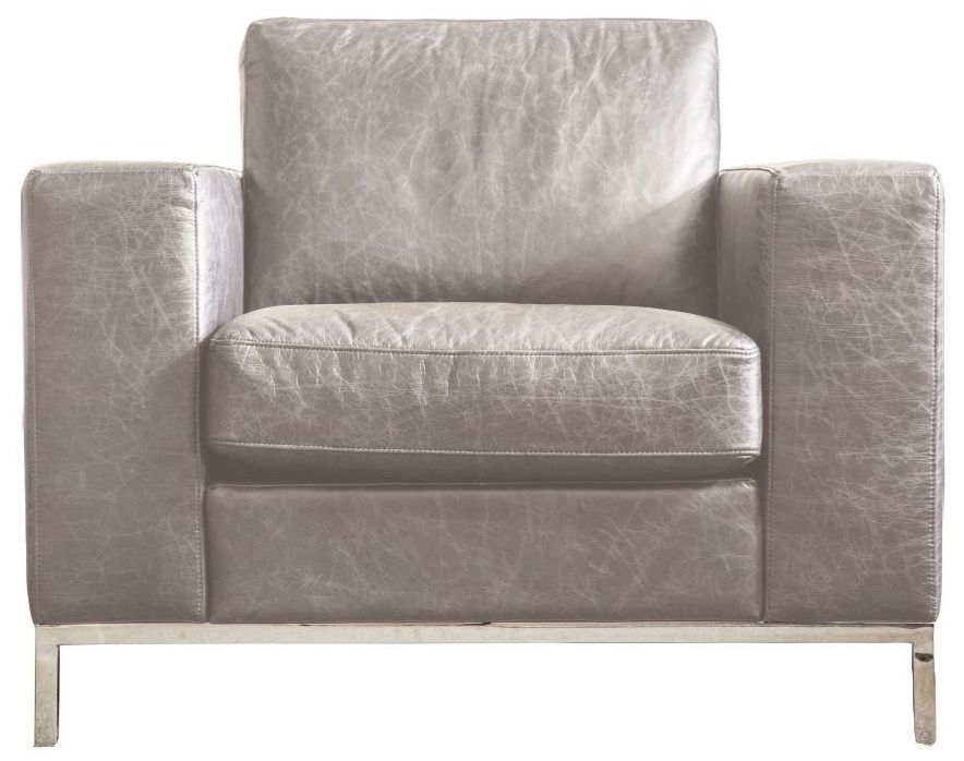 Verona Grey Leather Armchair