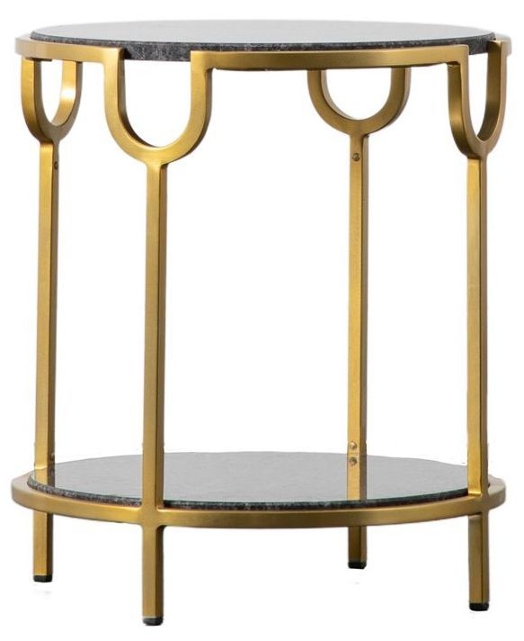 Weston Black Marble And Gold Side Table