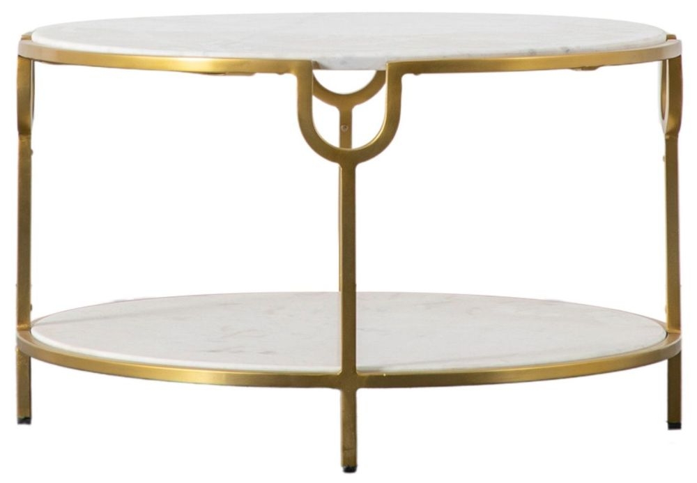 Weston White Marble And Gold Coffee Table