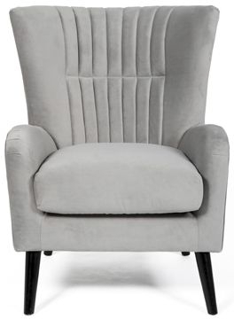 Brook Grey Fabric Winged Back Accent Chair