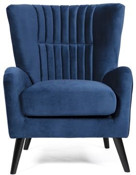 Brook Blue Fabric Winged Back Accent Chair