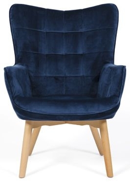Dean Blue Fabric Winged Back Accent Chair