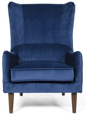Freya Blue Fabric Winged Back Accent Chair