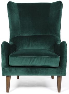Freya Green Fabric Winged Back Accent Chair