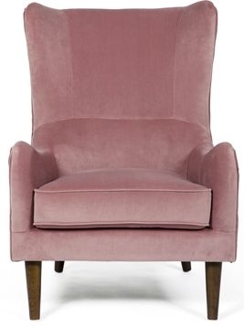 Freya Pink Fabric Winged Back Accent Chair