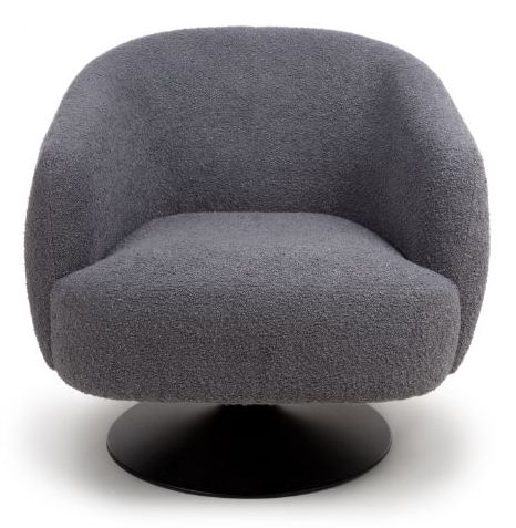 Club Grey Fabric Swivel Accent Chair