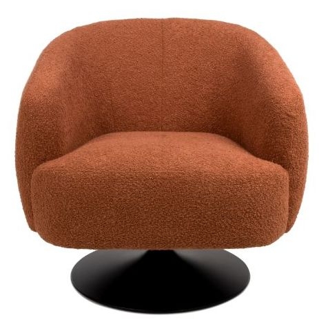 Club Rust Fabric Swivel Accent Chair