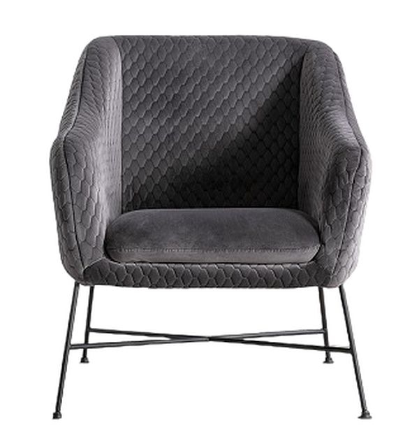 Cleo Cinder Grey Velvet Fabric Accent Chair