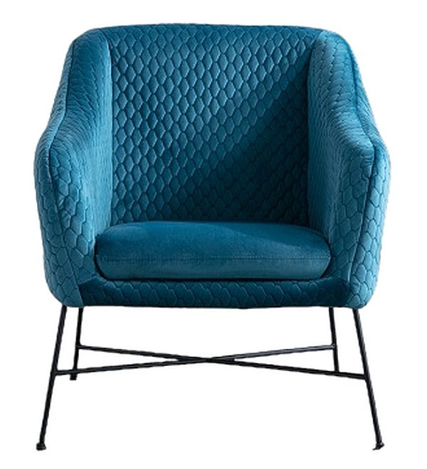 Cleo Federal Blue Velvet Fabric Accent Chair
