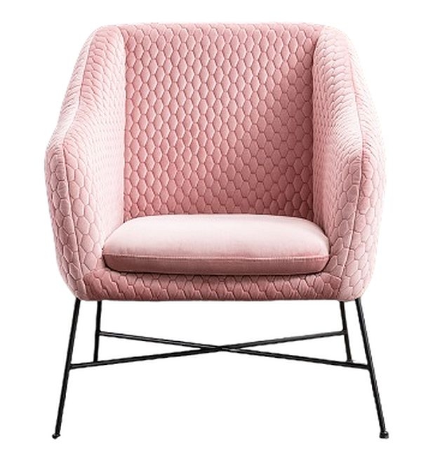 Cleo Powder Pink Velvet Fabric Accent Chair