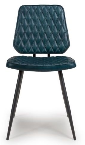 Austin Blue Genuine Buffalo Leather Dining Chair Sold In Pairs