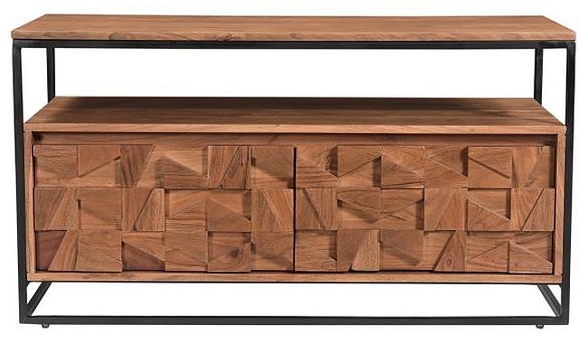 Axis Carved Acacia Wood 2 Door Tv Unit