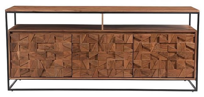 Axis Carved Acacia Wood 3 Door Large Sideboard