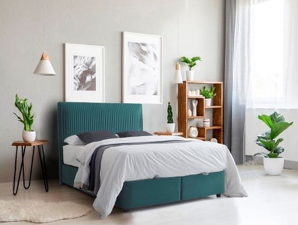 Lyla Green Fabric Ottoman Bed