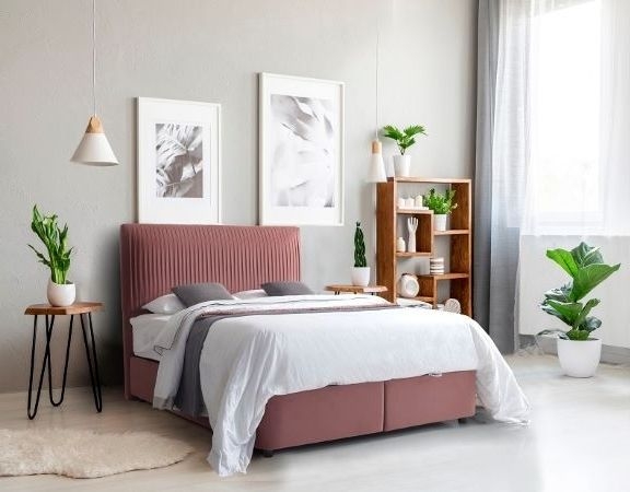 Lyla Blush Fabric Ottoman Bed