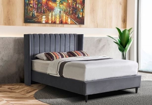 Savoy Grey Fabric 5ft King Size Ottoman Bed