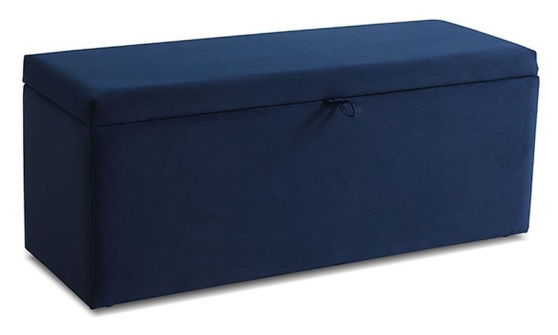 Billie Blue Velvet Fabric Storage Blanket Box