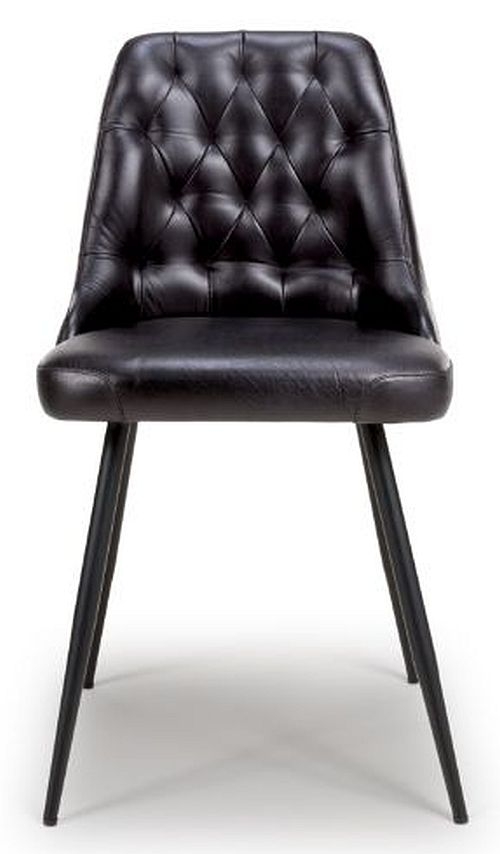 Bradley Black Genuine Buffalo Leather Dining Chair Sold In Pairs