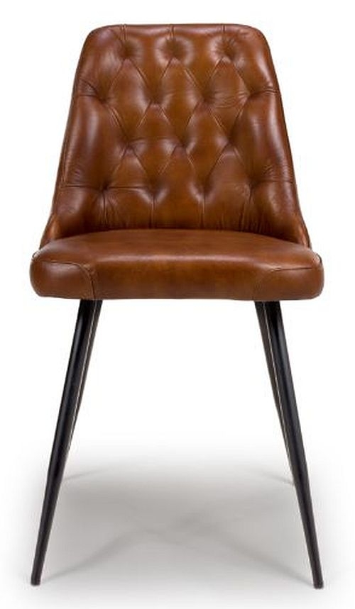 Bradley Tan Genuine Buffalo Leather Dining Chair Sold In Pairs