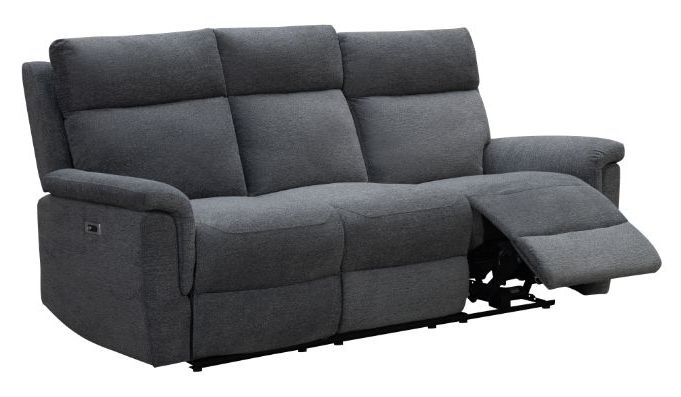 Detroit Grey Fabric 3 Seater Electric Recliner Sofa
