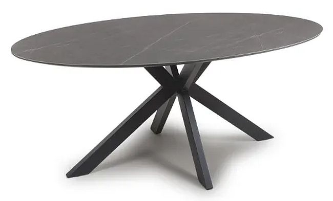 Lunar Grey Marble Effect 180cm Oval Dining Table