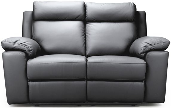 Enzo Grey Leather 2 Seater Fixed Sofa