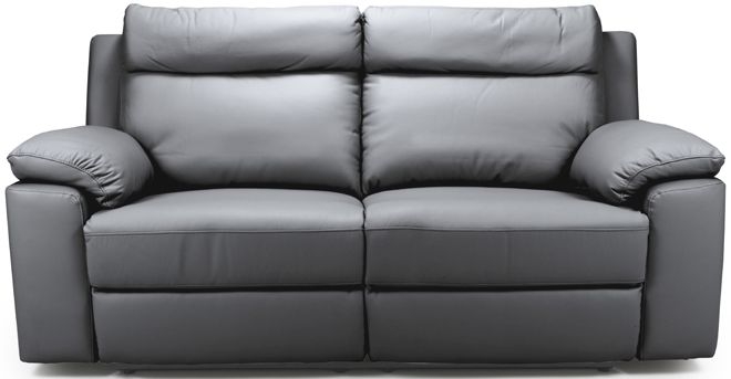 Enzo Grey Leather 3 Seater Fixed Sofa