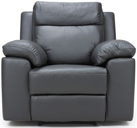 Enzo Grey Leather Fixed Armchair