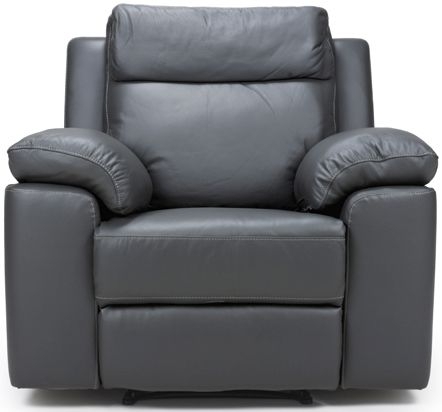 Enzo Grey Leather Recliner Armchair