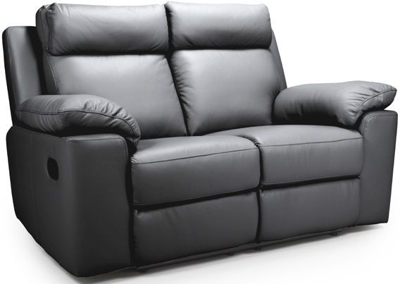 Enzo Grey Leather 2 Seater Recliner Sofa