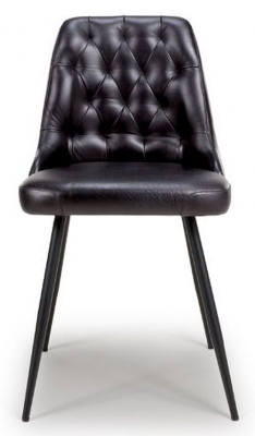 Bradley Black Genuine Buffalo Leather Dining Chair Sold In Pairs Clearance Fss14527